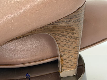 Ferragamo Nude Almond Toe Kitten Heels