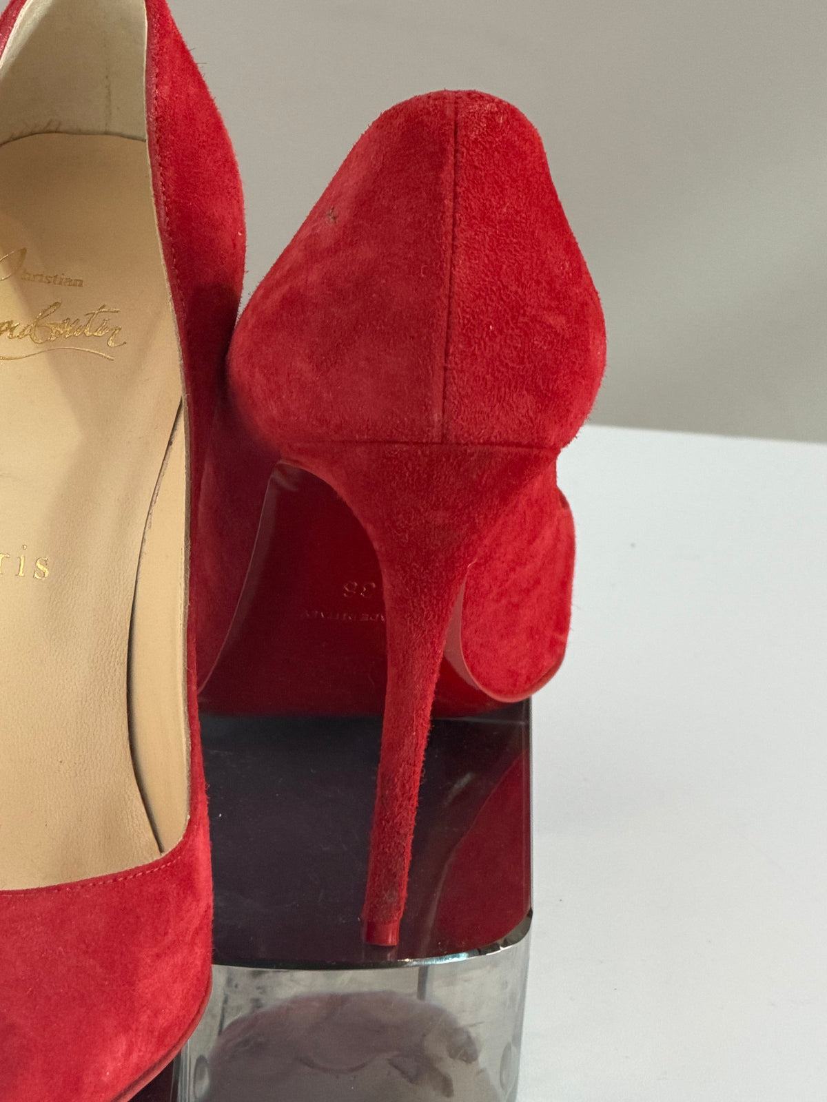 Christian Louboutin Red Suede Pointed Toe Pumps