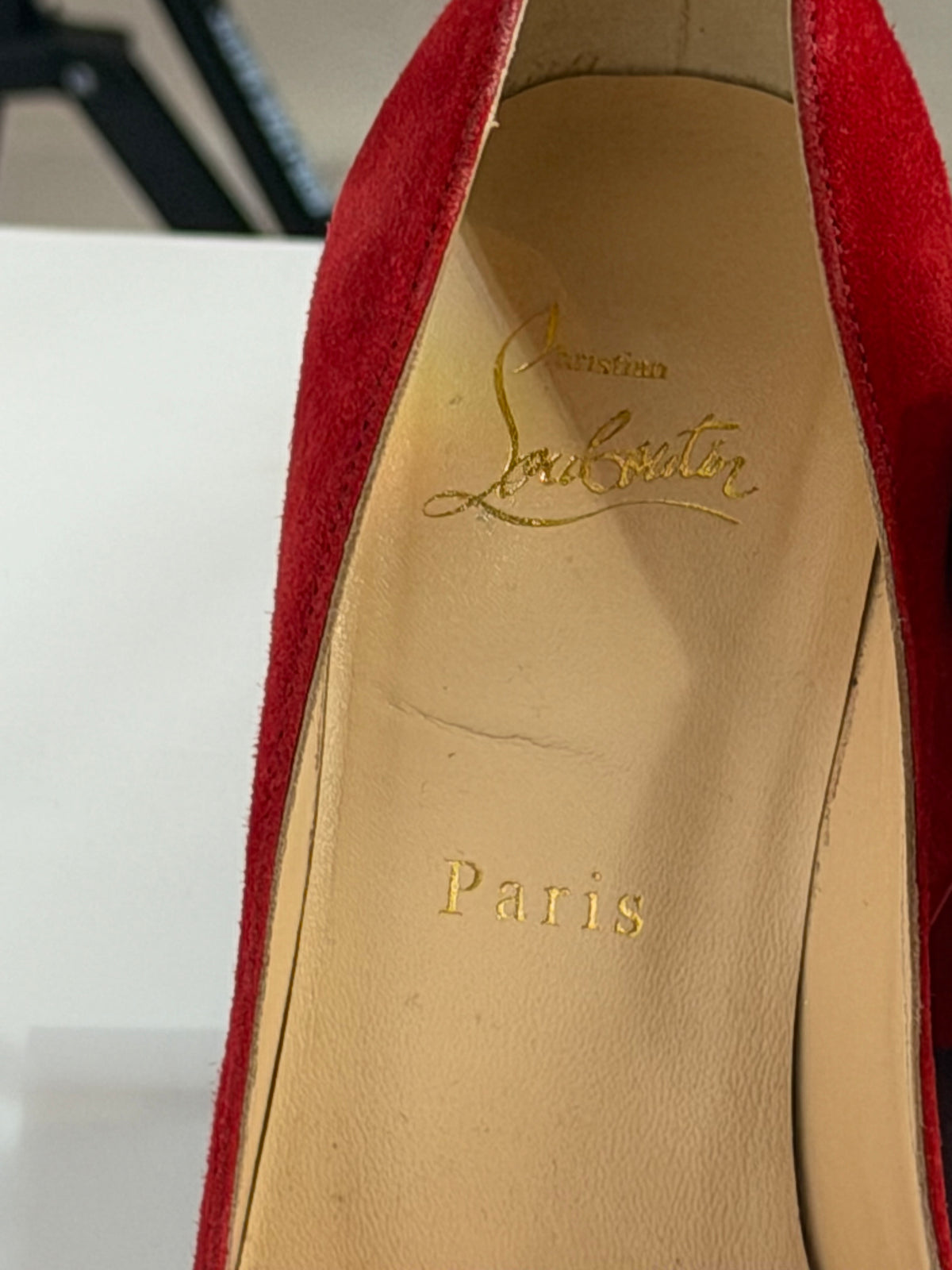 Christian Louboutin Red Suede Pointed Toe Pumps