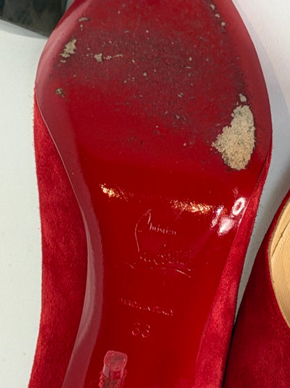 Christian Louboutin Red Suede Pointed Toe Pumps