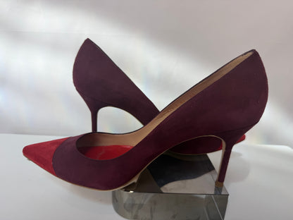 Carolina Herrera Suede Red Plum Pointed Toe Pumps