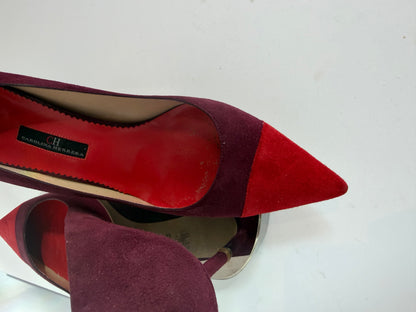Carolina Herrera Suede Red Plum Pointed Toe Pumps