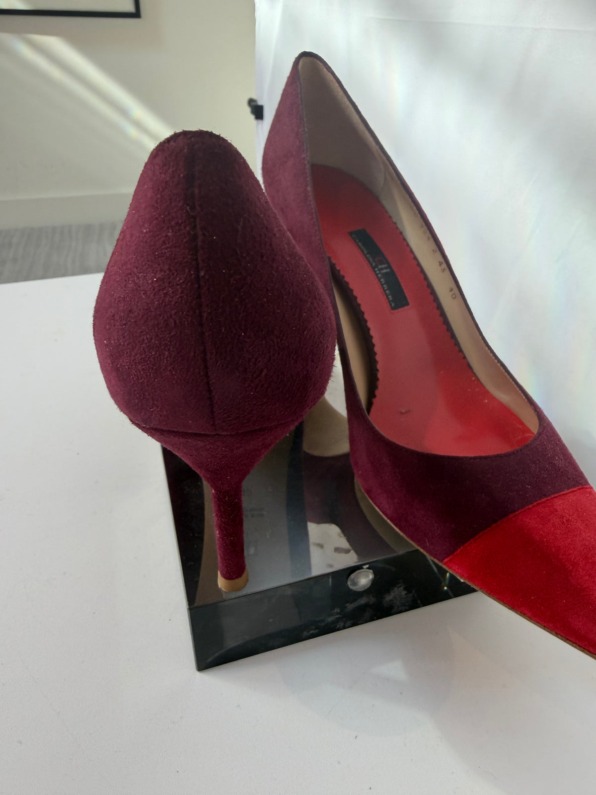 Carolina Herrera Suede Red Plum Pointed Toe Pumps