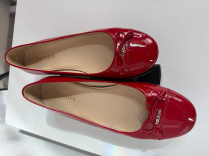 Prada Red Patent Leather Ballet Flats w Bow Ballet Flats