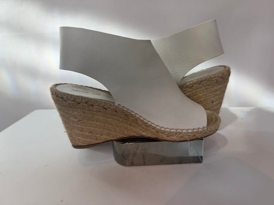 Celine Wedge Espadrilles w/ White Leather Upper
