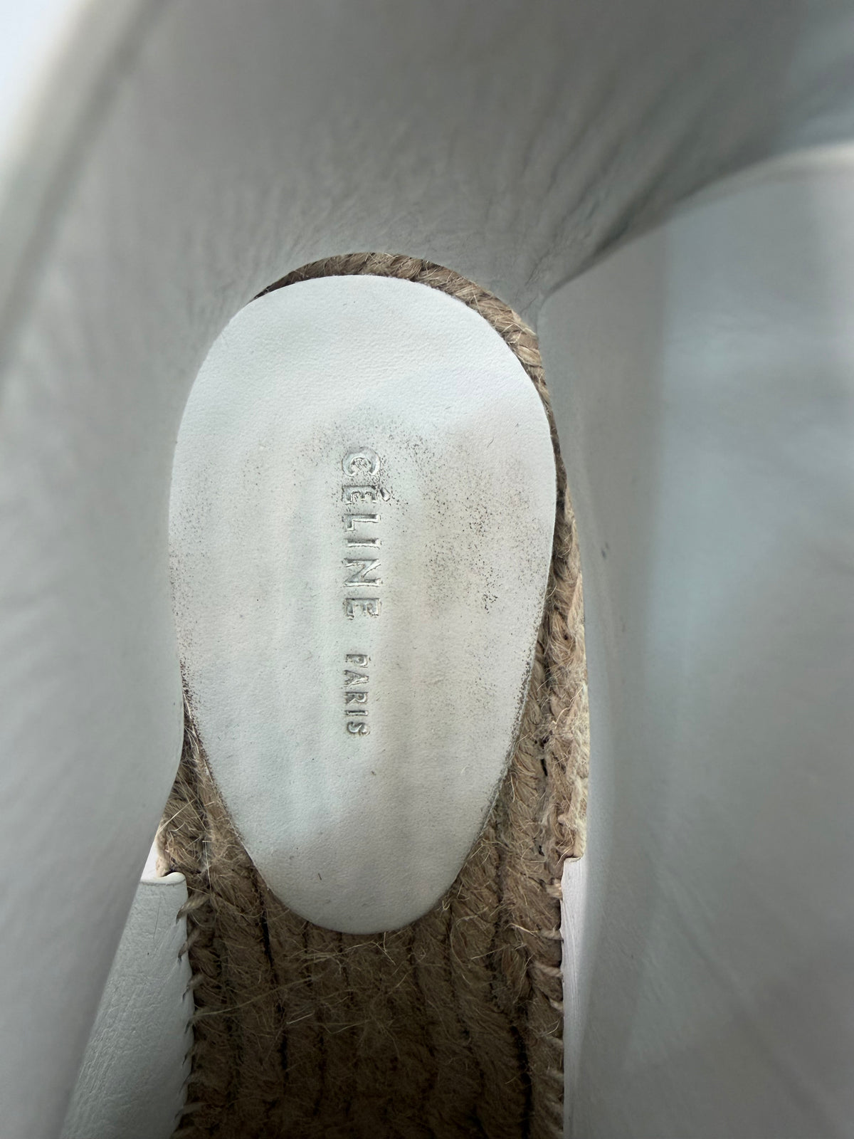 Celine Wedge Espadrilles w/ White Leather Upper