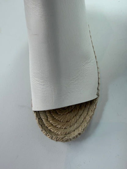 Celine Wedge Espadrilles w/ White Leather Upper