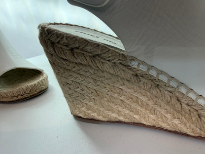 Celine Wedge Espadrilles w/ White Leather Upper