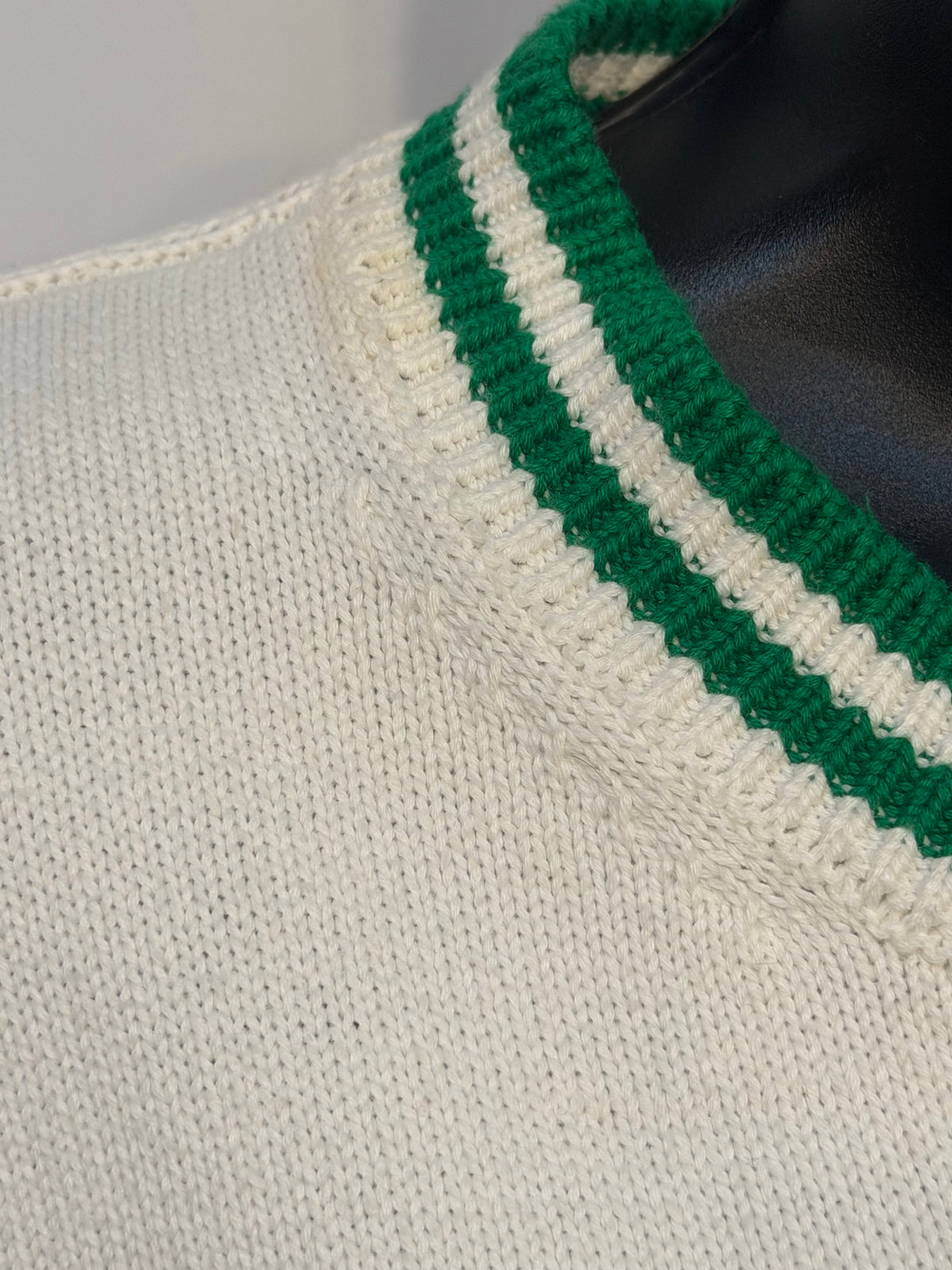 Casa Blanca White w/ Kelly Green Detail Crew Neck Sweater