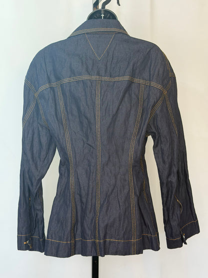 Bottega Veneta Dark Blue Gold Stitching Button Up Jean Jacket NWT