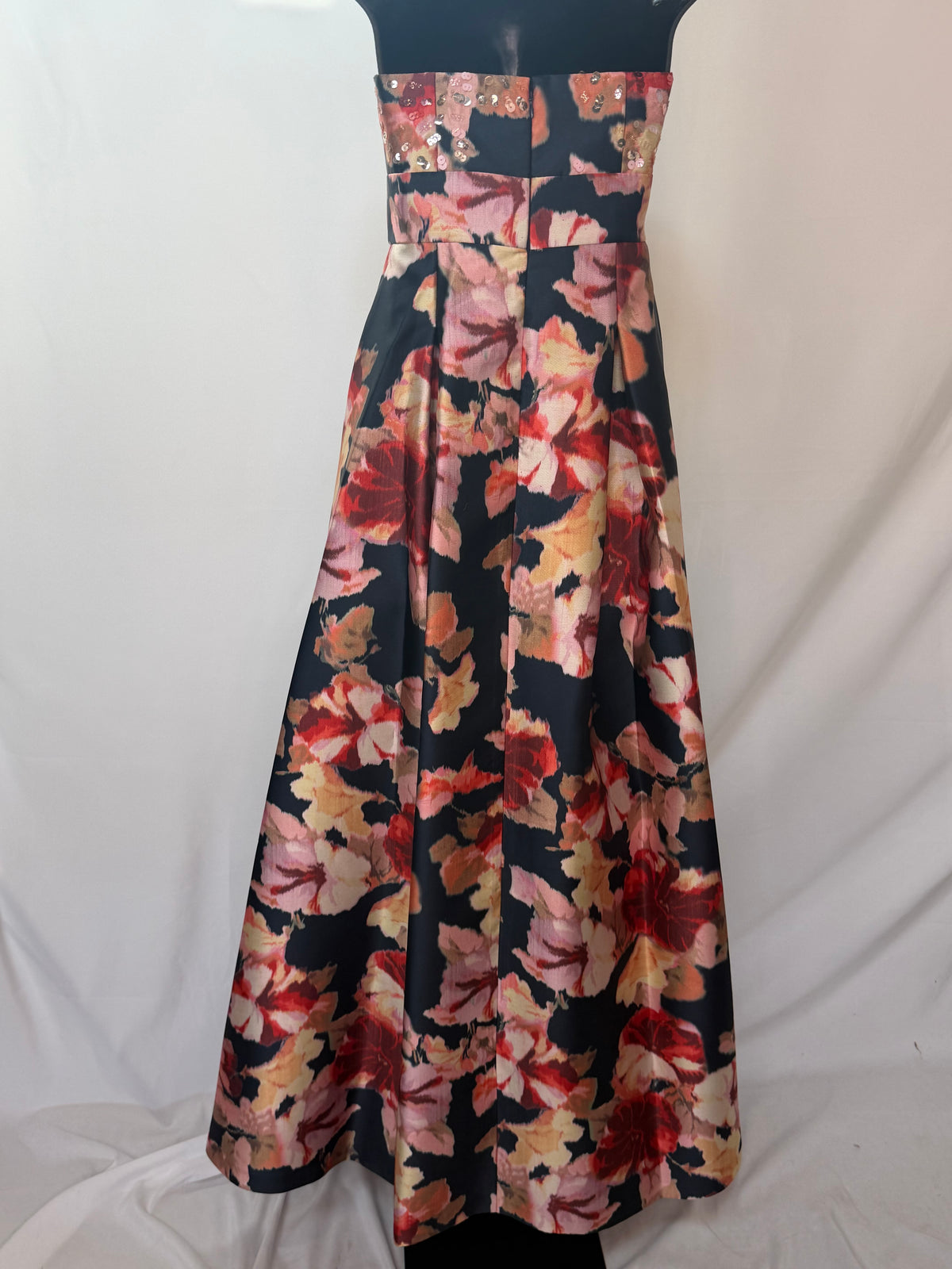 Sachin & Babi Navy Red Pink w Sequin Strapless Gown w Slit NWT