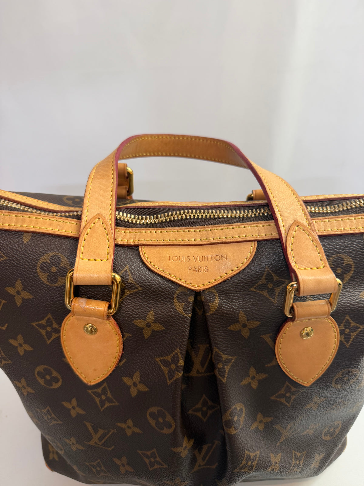 Louis Vuitton Monogram Palermo PM Pleated Tote Bag w Strap