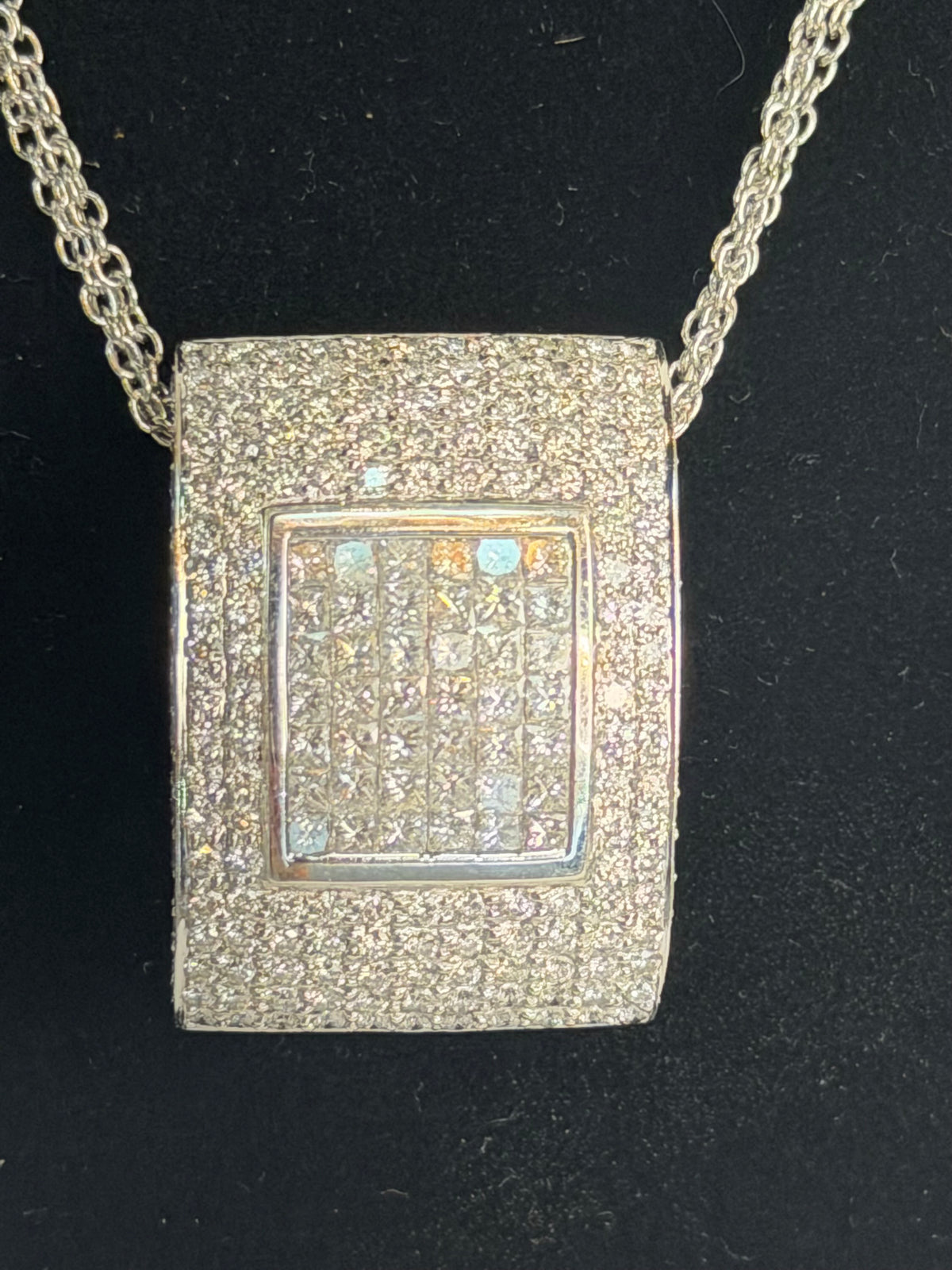 Bony Levy 18K White Gold Pillow Shaped Diamond Pendant Necklace