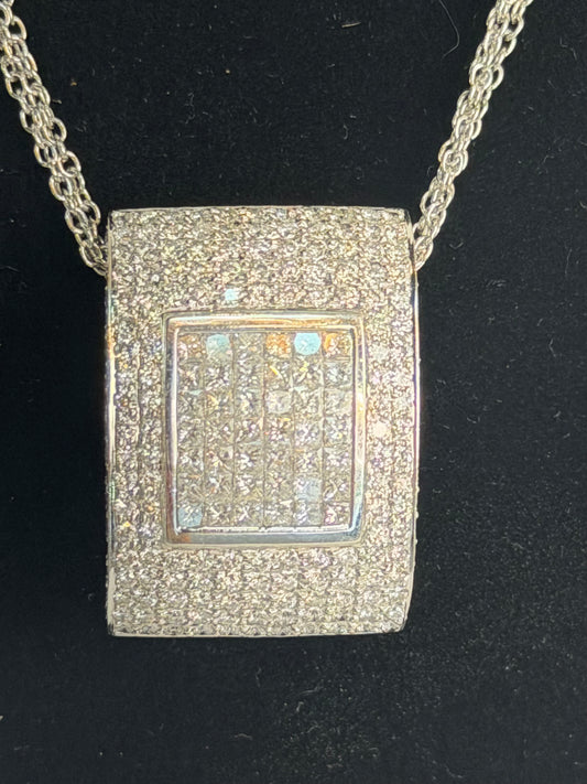 Bony Levy 18K White Gold Pillow Shaped Diamond Pendant Necklace