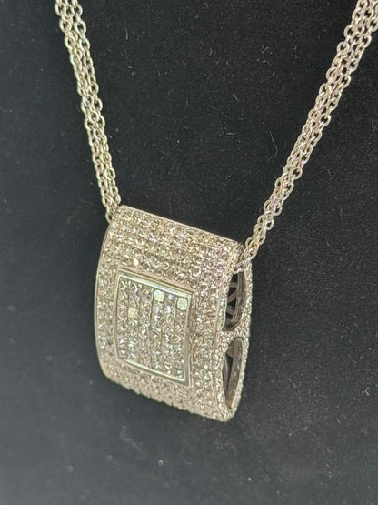Bony Levy 18K White Gold Pillow Shaped Diamond Pendant Necklace