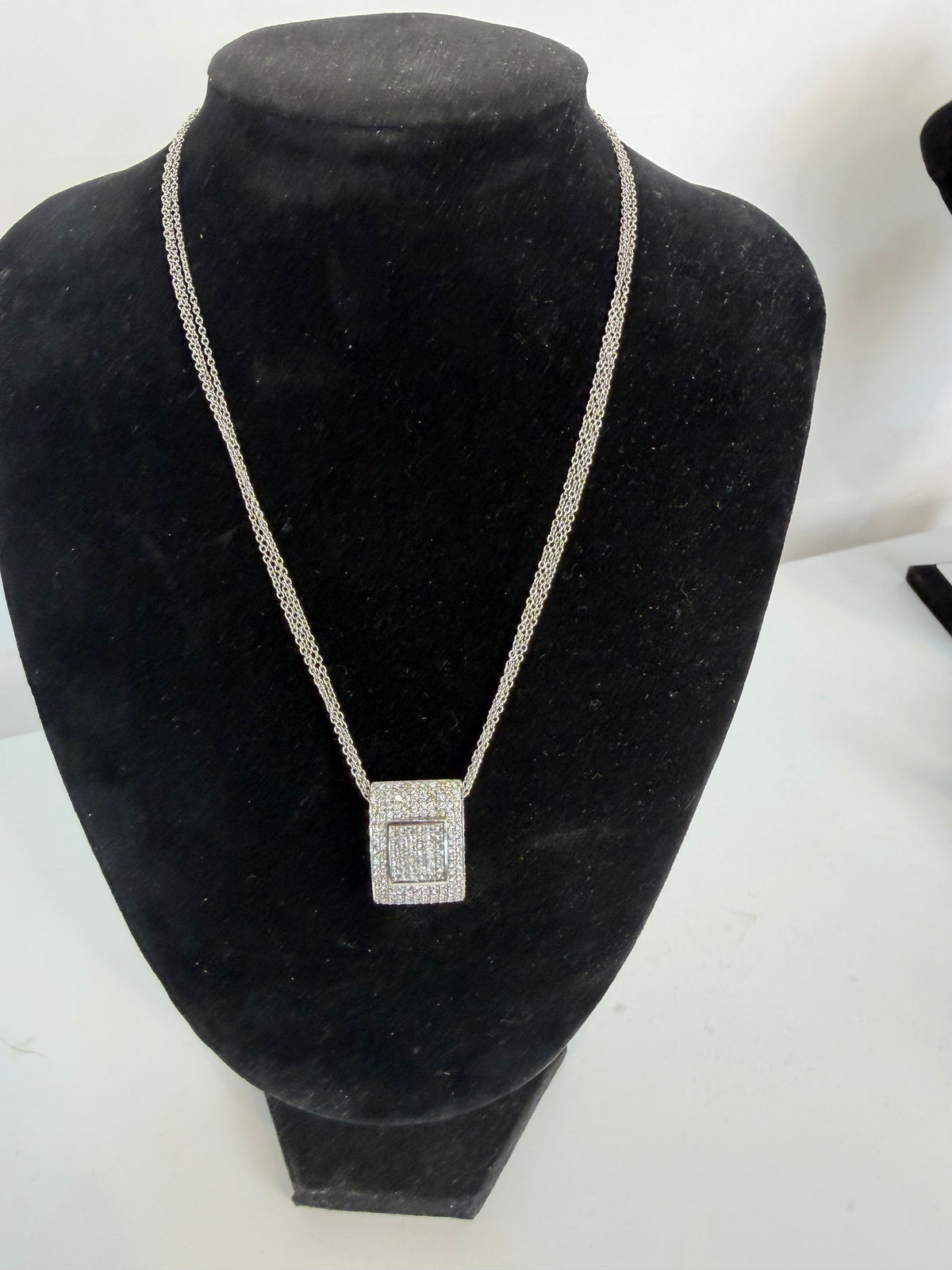 Bony Levy 18K White Gold Pillow Shaped Diamond Pendant Necklace