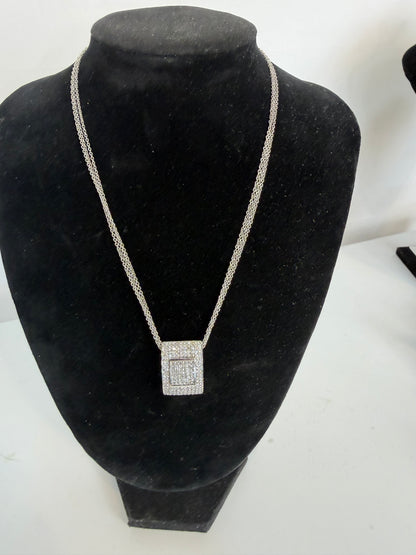 Bony Levy 18K White Gold Pillow Shaped Diamond Pendant Necklace