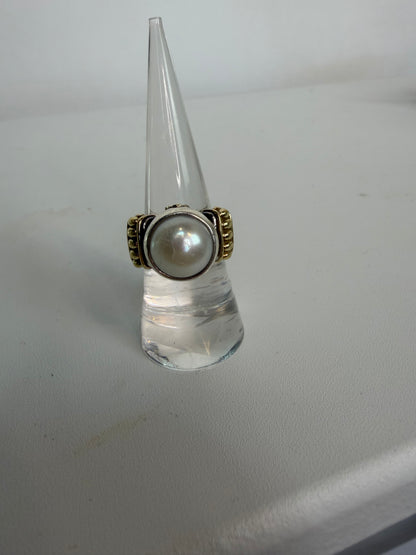 Lagos 18K Gold & Sterling Silver Large Pearl Ring