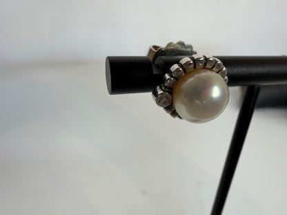Lagos Sterling Silver, Pearl & Diamond Stud Earrings