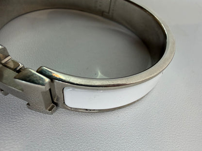 Hermes Clic H White & Palladium Bracelet