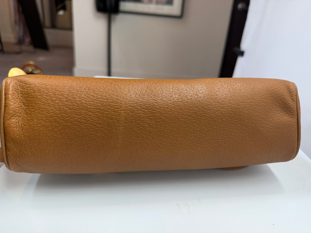 Gucci 1970's White Tan Leather GG Supreme Monogram Flap Crossbody Bag