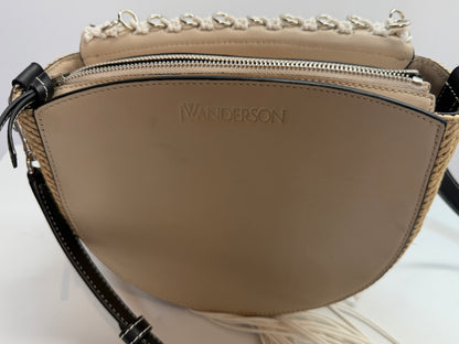 JW Anderson Beige Woven Crochet Silver Washer Satchel Crossbody Bag NWT - originally $2,240
