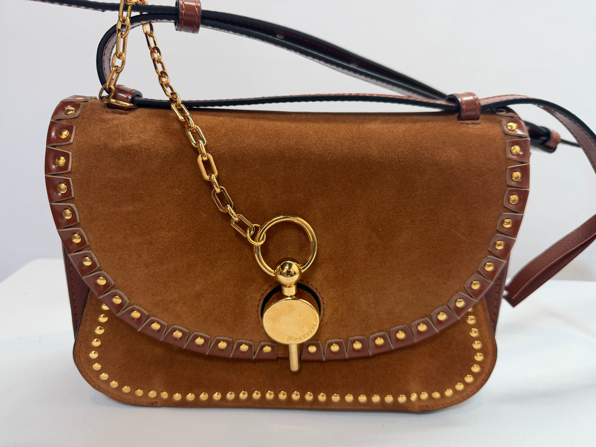 JW Anderson Brown Leather & Suede Crossbody Messenger Bag NWT