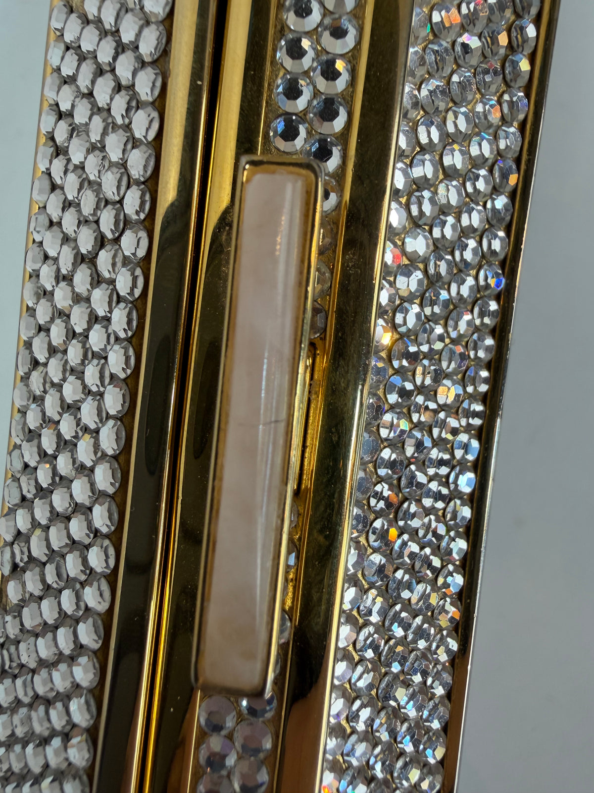 Judith Leiber Crystal-Encrusted Minaudiere Clutch w Gold Chain