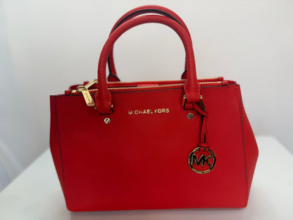 Michael Kors Mandarin Red Leather Satchel w Gold Hardware NWT
