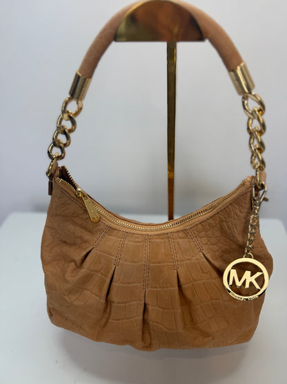 Michael Kors Tan Croc-Embossed Gold Hardware Shoulder Bag NWT