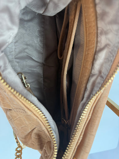 Michael Kors Tan Croc-Embossed Gold Hardware Shoulder Bag NWT