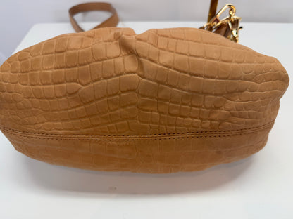 Michael Kors Tan Croc-Embossed Gold Hardware Shoulder Bag NWT