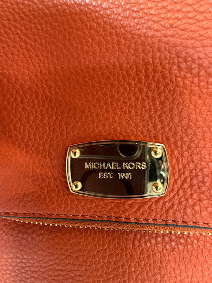 Michael Kors Orange Pebbled Leather Flap 2 Way Bag w Tassel & Gold Hardware NWT