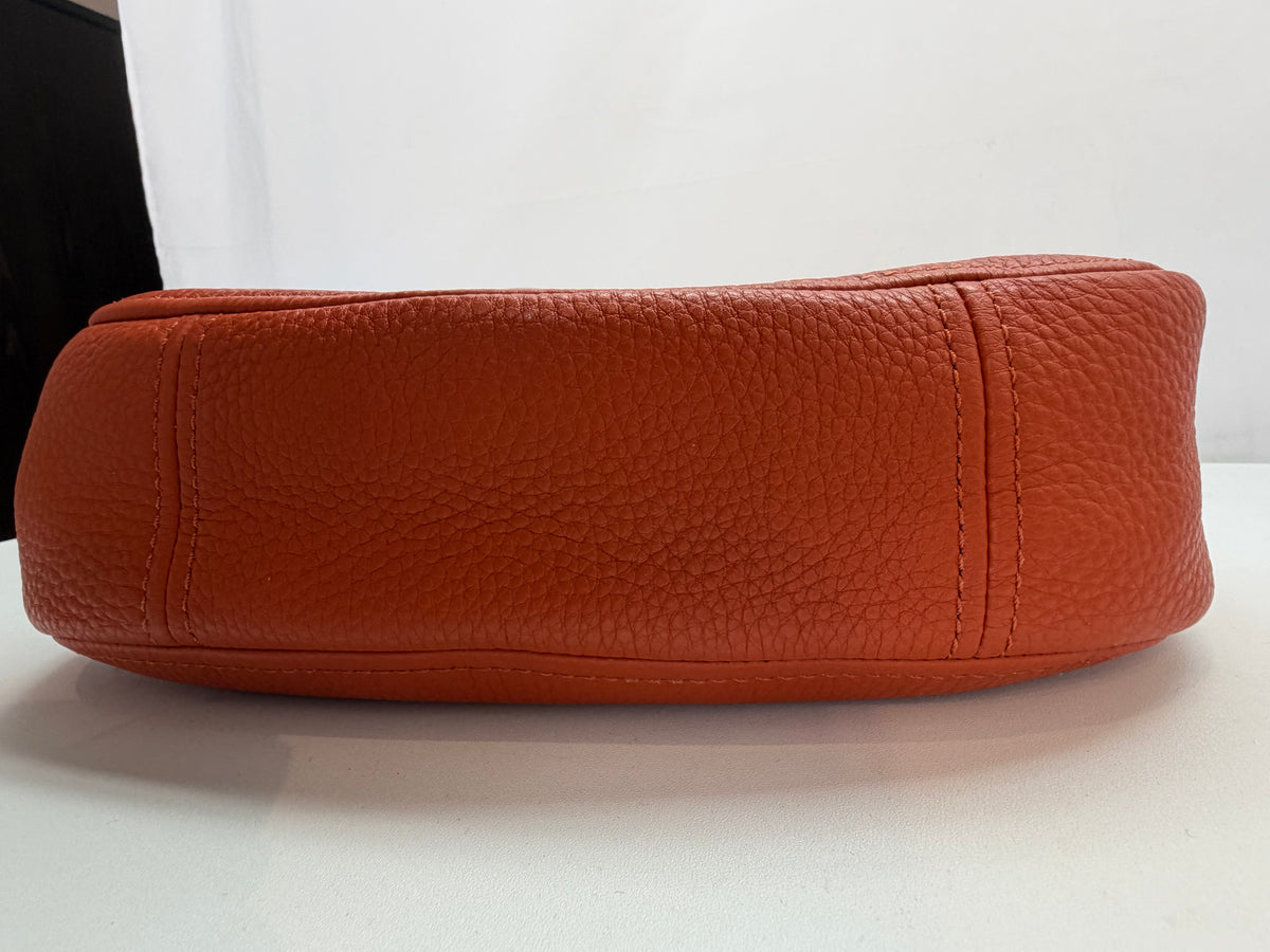 Michael Kors Orange Pebbled Leather Flap 2 Way Bag w Tassel & Gold Hardware NWT