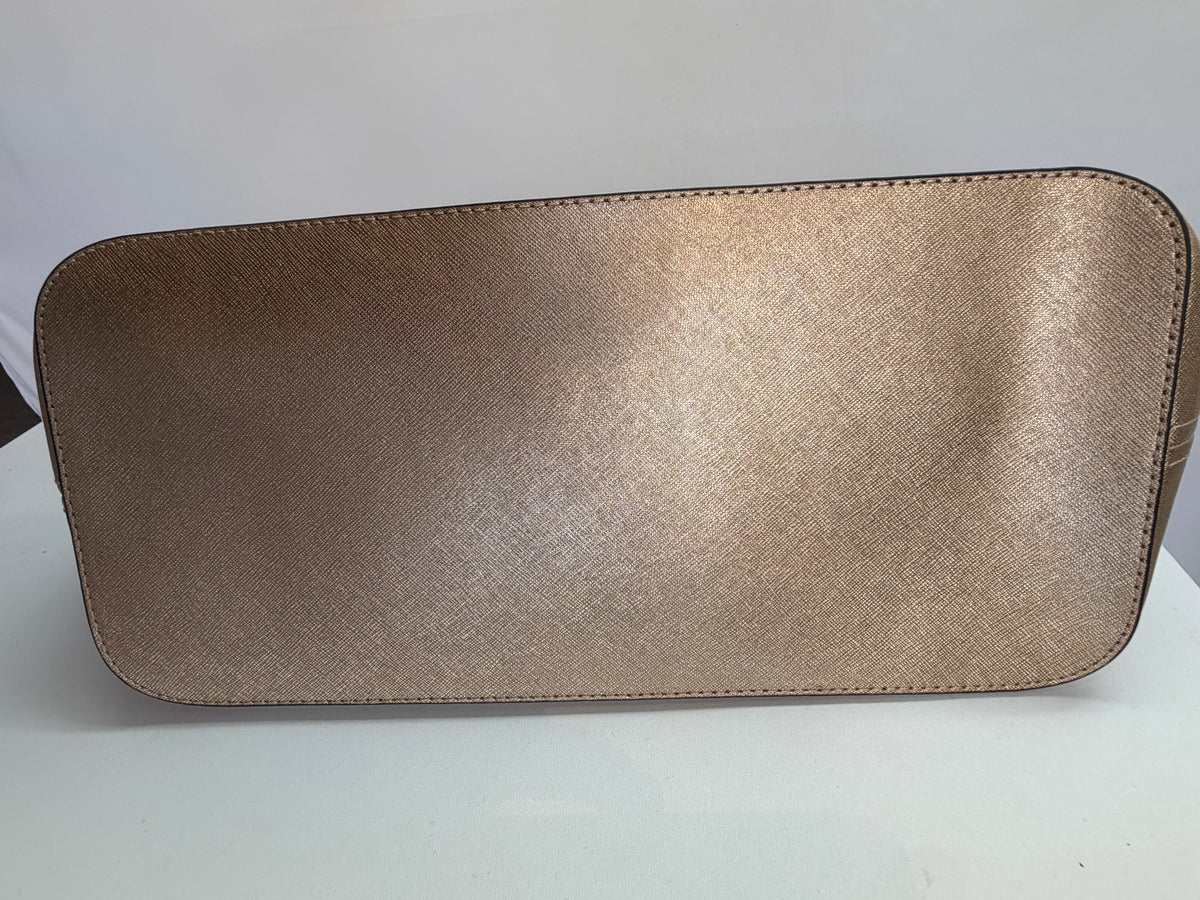 Michael Kors Gold Metallic Logo Charm Large Tote Bag NWT