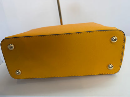 Michael Kors Yellow Leather Logo Charm Tote Bag w Gold Hardware NWT