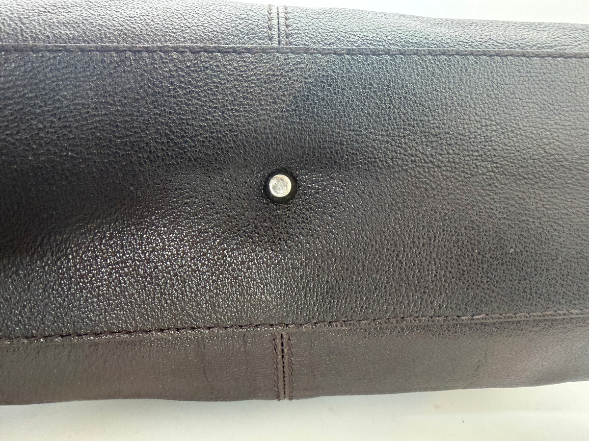 w DUSTBAG-Burberry Leather Chocolate Brown Gold Hardware Slouchy Shoulder Bag
