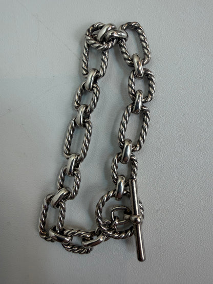 COMES WITH BAG - David Yurman Sapphire Toggle Cushion Link Chain Bracelet