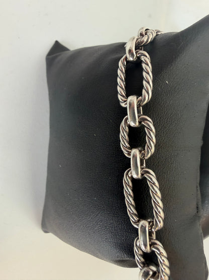 COMES WITH BAG - David Yurman Sapphire Toggle Cushion Link Chain Bracelet