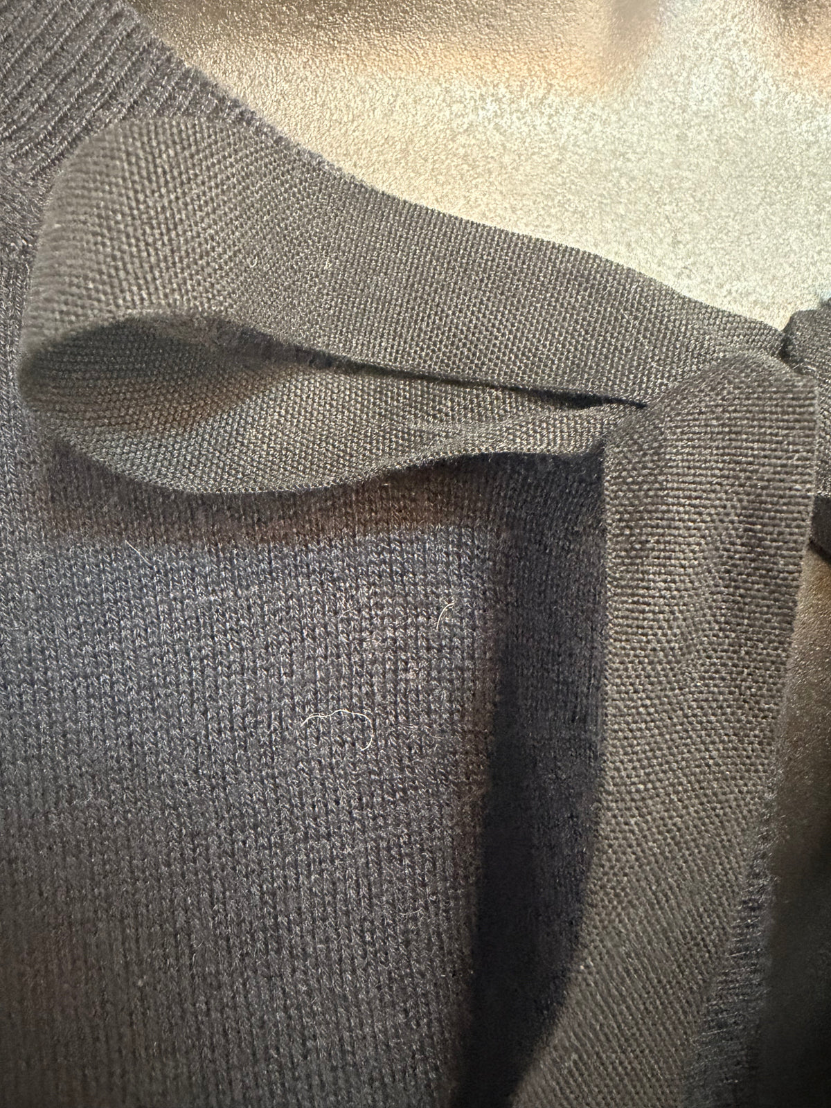 Jil Sander Navy Silk Cashmere Tie Neck Cardigan