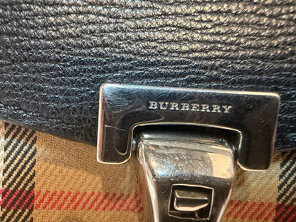 Burberry "Macken" Black & Check Leather Flap Clasp Crossbody Bag