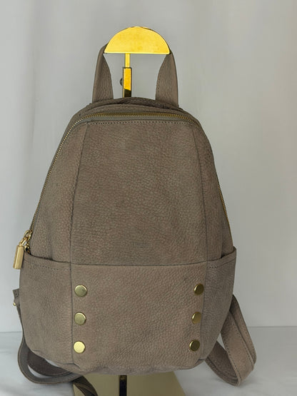 Hammit Suede Grey Taupe Medium Backpack w Gold Hardware