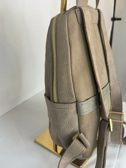 Hammit Suede Grey Taupe Medium Backpack w Gold Hardware