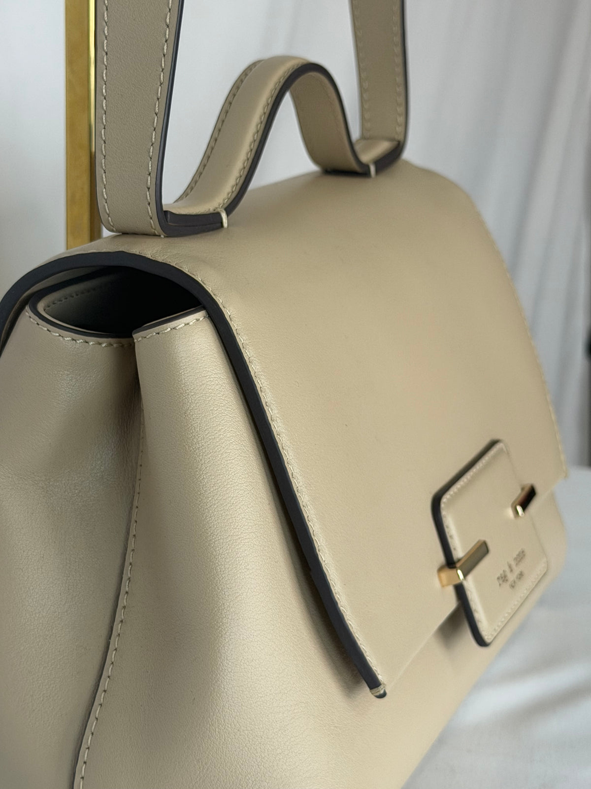 Rag & Bone Beige Leather Flap Front Shoulder Bag