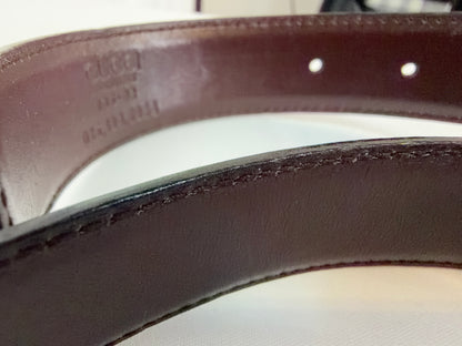 Gucci Black Leather Belt w/ Gold Interlocking G Logo