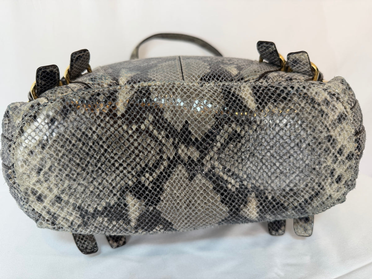 Michael Kors Grey Snakeskin Large Shoulder Bag w/ Gold Hardware