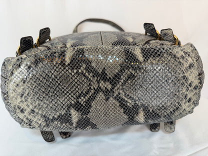 Michael Kors Grey Snakeskin Large Shoulder Bag w/ Gold Hardware
