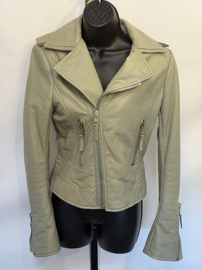 Balenciaga Leather Grey Moto Zip Up Jacket