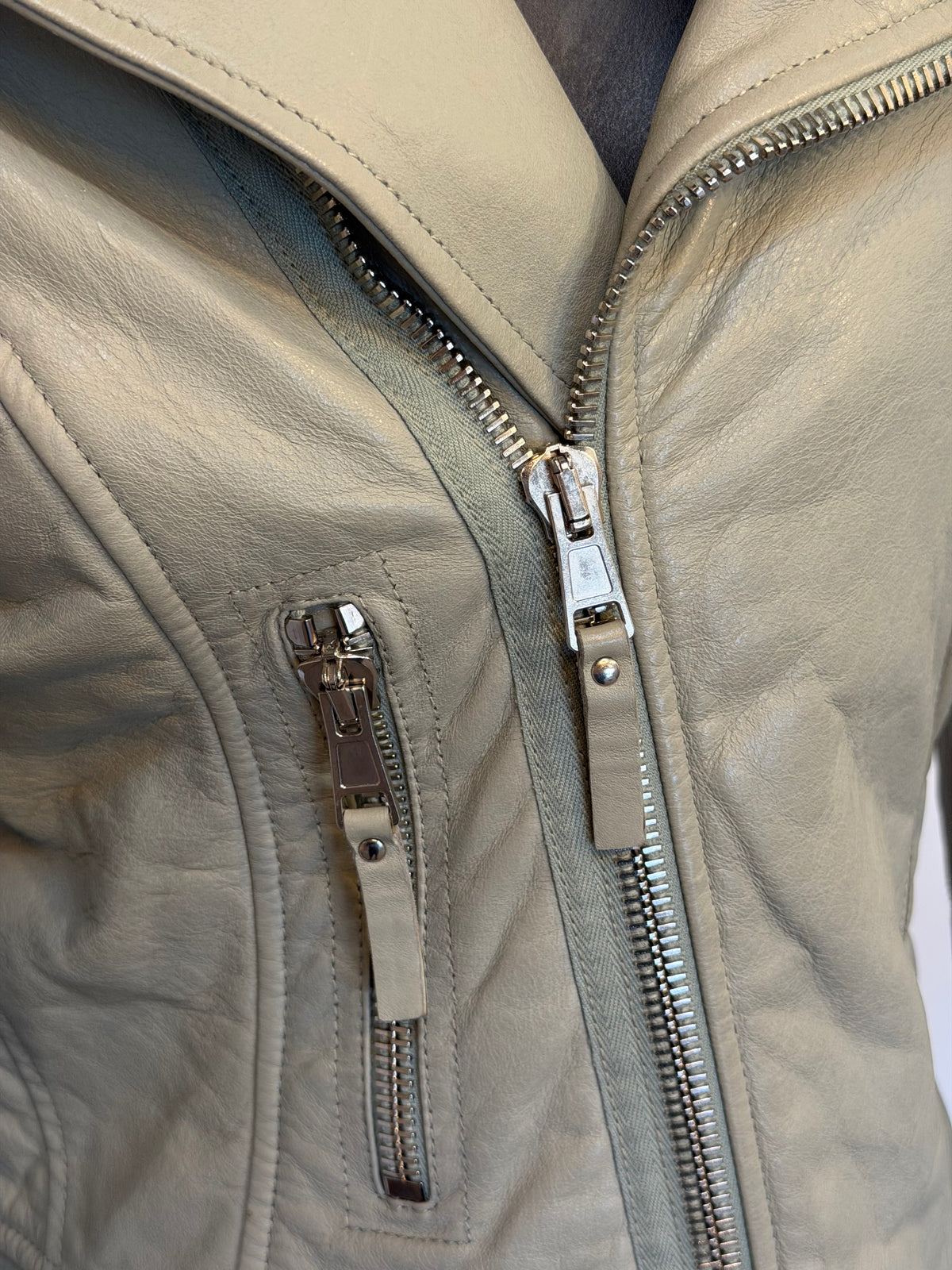 Balenciaga Leather Grey Moto Zip Up Jacket