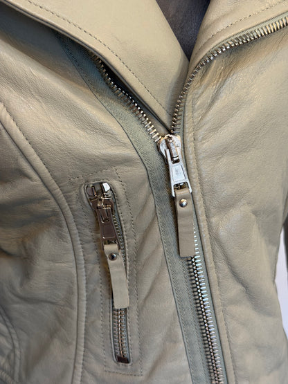 Balenciaga Leather Grey Moto Zip Up Jacket